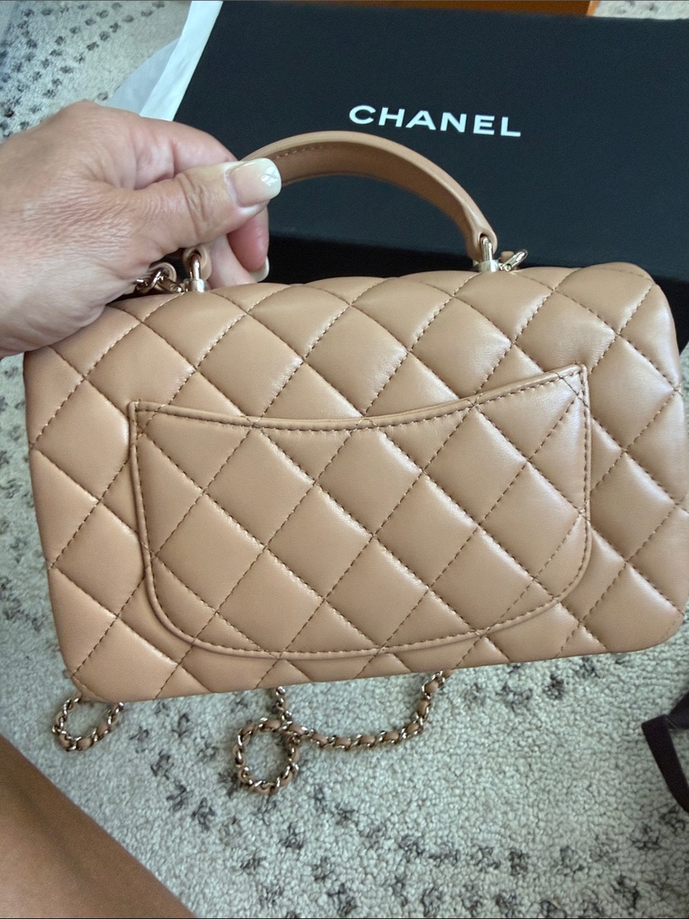 Chanel Mini Rectangle Top Handle in dark beige. - Picture 7 of 10